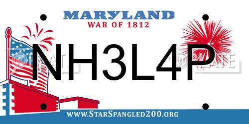 NH3L4P Maryland License Plate