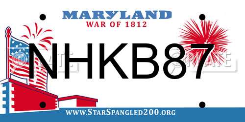 NHKB87 Maryland License Plate
