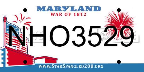 NHO3529 Maryland License Plate