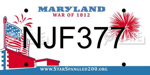 NJF377 Maryland License Plate