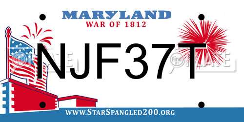 NJF37T Maryland License Plate