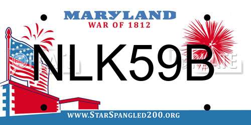 NLK59B Maryland License Plate