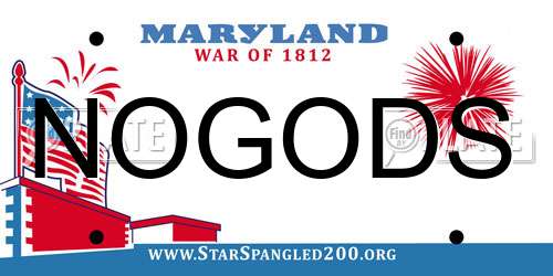 NOGODS Maryland License Plate