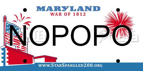 NOPOPO Maryland License Plate