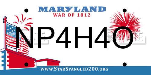 NP4H4O Maryland License Plate