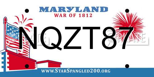 NQZT87 Maryland License Plate