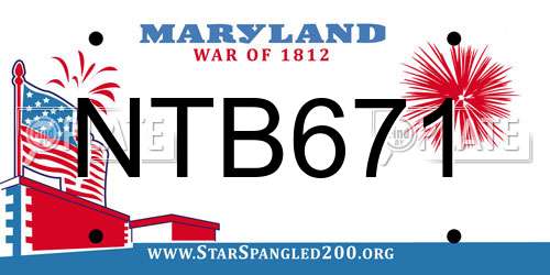 NTB671 Maryland License Plate