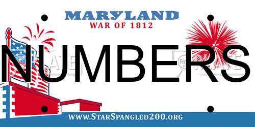 NUMBERS license plate in MD state
