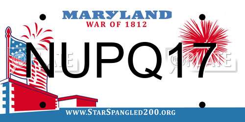 NUPQ17 Maryland License Plate