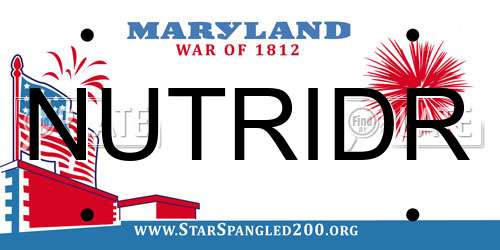 NUTRIDR Maryland License Plate