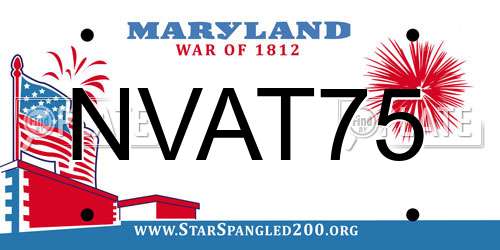NVAT75 Maryland License Plate