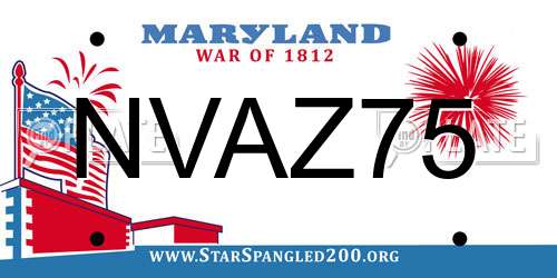 NVAZ75 Maryland License Plate