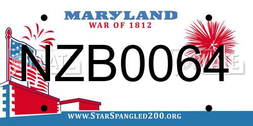 NZB0064 Maryland License Plate