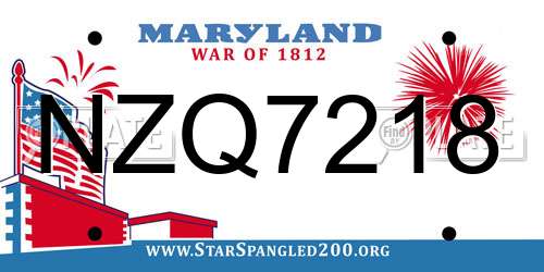 NZQ7218 Maryland License Plate