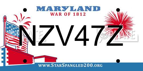 NZV47Z Maryland License Plate