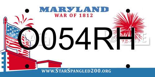 O054RH Maryland License Plate