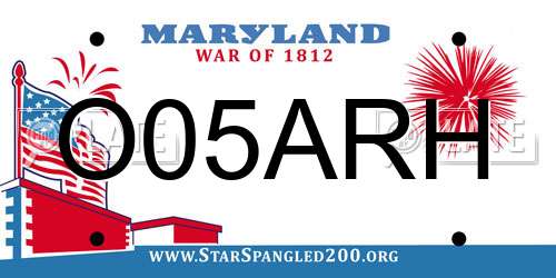 O05ARH Maryland License Plate