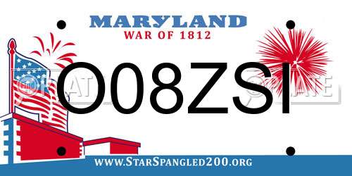 O08ZSI Maryland License Plate