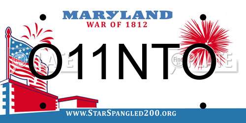O11NTO Maryland License Plate