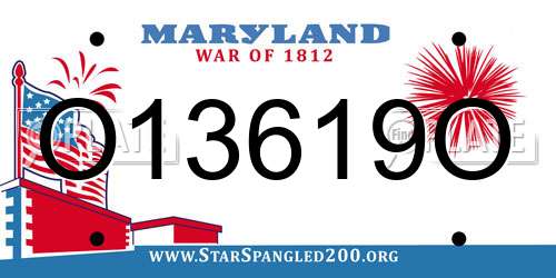 O13619O Maryland License Plate