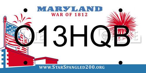 O13HQB Maryland License Plate