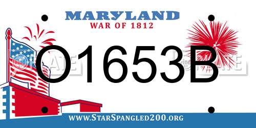 O1653B Maryland License Plate