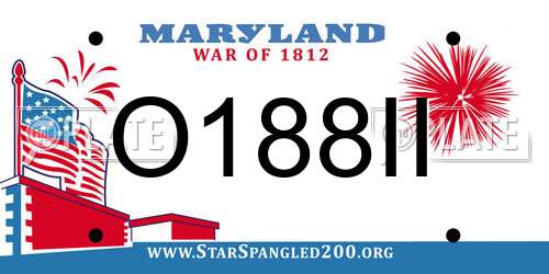 O188II Maryland License Plate