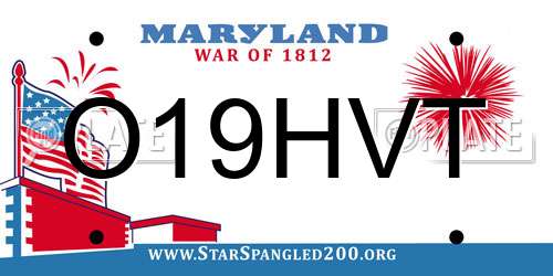 O19HVT Maryland License Plate