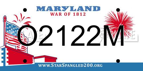 O2122M Maryland License Plate