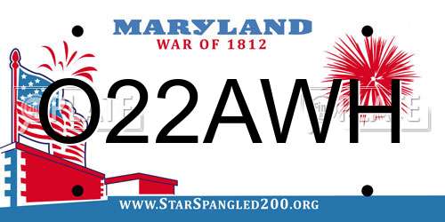 O22AWH Maryland License Plate