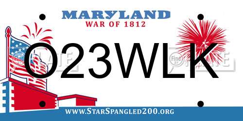 O23WLK Maryland License Plate