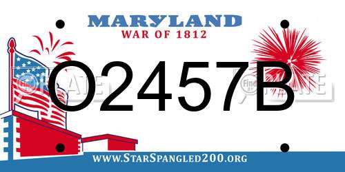 O2457B Maryland License Plate