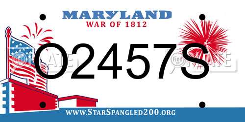 O2457S Maryland License Plate