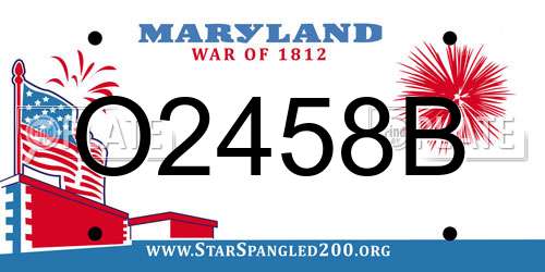 O2458B Maryland License Plate
