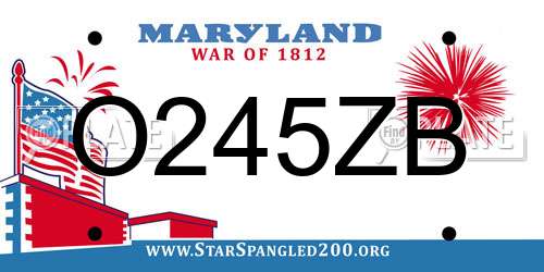 O245ZB Maryland License Plate