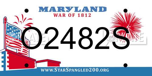 O2482S Maryland License Plate