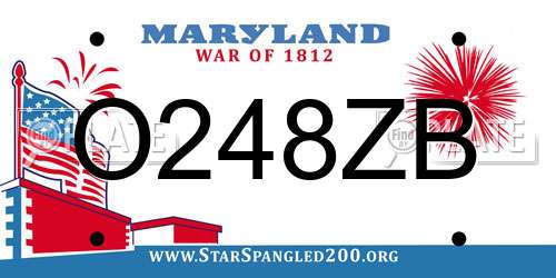 O248ZB Maryland License Plate