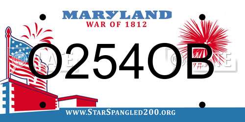 O254OB Maryland License Plate