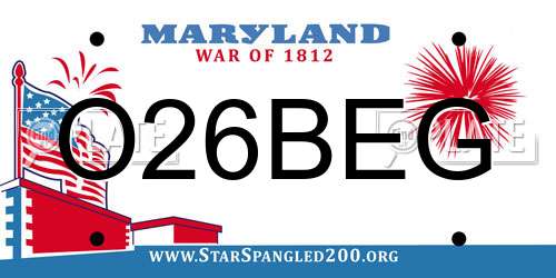 O26BEG Maryland License Plate