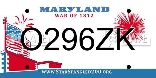 O296ZK Maryland License Plate