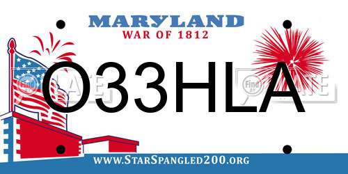 O33HLA Maryland License Plate