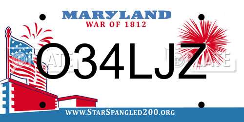 O34LJZ Maryland License Plate