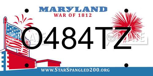O484TZ Maryland License Plate