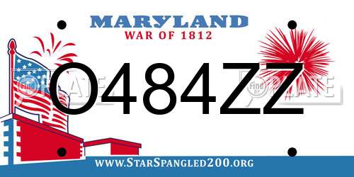 O484ZZ Maryland License Plate
