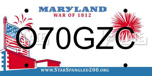 O70GZC Maryland License Plate