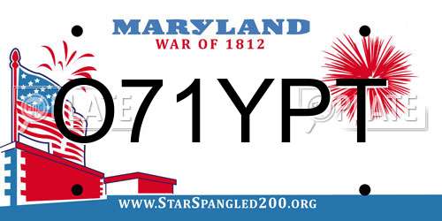 O71YPT Maryland License Plate