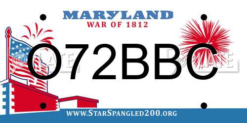 O72BBC Maryland License Plate