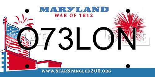 O73LON Maryland License Plate