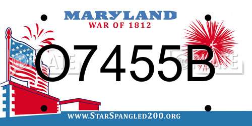 O7455B Maryland License Plate