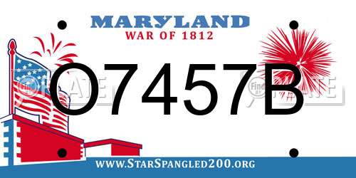 O7457B Maryland License Plate